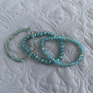 Sparkly Blue Beaded Bracelet Set